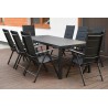 Meble Ogrodowe Aluminiowe  Napoli Zestaw 8 osobowy 9 elementów Czarny Jadalniany