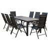 Meble Ogrodowe Aluminiowe  Napoli Zestaw 8 osobowy 9 elementów Czarny Jadalniany