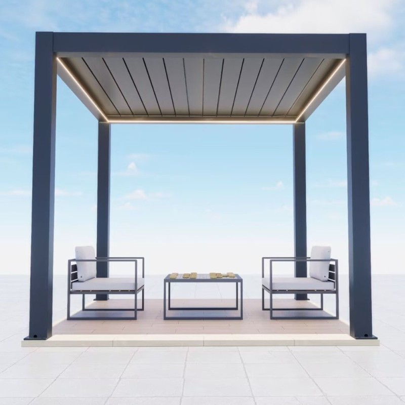 Pergola OGRODOWA Tarasowa Prestige Automatic 3 x 3 m - Dark Grey  Funmax – Stwórz Swoją Oazę Relaksu!