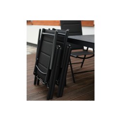 Meble Ogrodowe Aluminiowe  Napoli Zestaw 6 osobowy 7 elementów Czarny Jadalniany