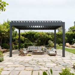 Pergola OGRODOWA Tarasowa Prestige Automatic 4 x 4 m - Dark Grey  Funmax – Stwórz Swoją Oazę Relaksu!