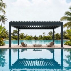 Pergola OGRODOWA Tarasowa Prestige Automatic 4 x 4 m - Dark Grey  Funmax – Stwórz Swoją Oazę Relaksu!