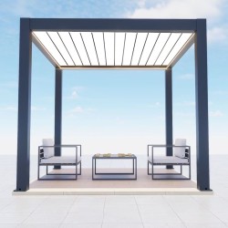 Pergola OGRODOWA Tarasowa Prestige Automatic 4 x 4 m - Dark Grey  Funmax – Stwórz Swoją Oazę Relaksu!