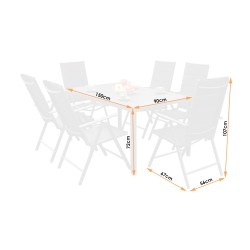 Meble Ogrodowe Aluminiowe  Napoli Zestaw 6 osobowy 7 elementów Czarny Jadalniany