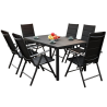 Meble Ogrodowe Aluminiowe  Napoli Zestaw 6 osobowy 7 elementów Czarny Jadalniany