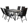 Meble Ogrodowe Aluminiowe  Napoli Zestaw 6 osobowy 7 elementów Czarny Jadalniany
