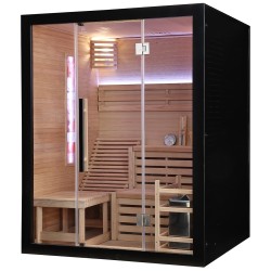 Sauna Fińska Sucha z Kamieniami Solnymi z Piecem HARVIA 6,0KW 160X150X200CM FSTG3L-black