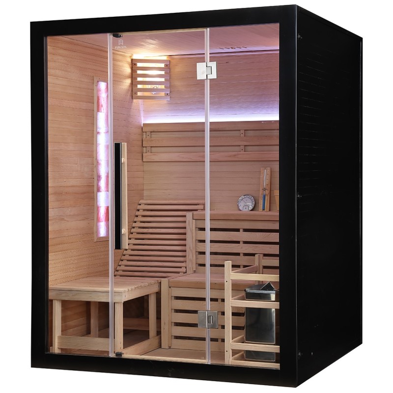 Sauna Fińska Sucha z Kamieniami Solnymi z Piecem HARVIA 6,0KW 160X150X200CM FSTG3L-black