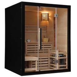 Sauna Fińska Sucha z Kamieniami Solnymi z Piecem HARVIA 6,0KW 160X150X200CM FSTG3L-black