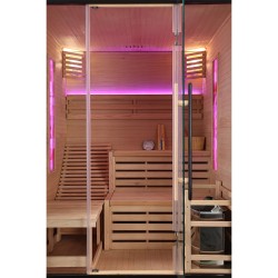 Sauna Fińska Sucha z Kamieniami Solnymi z Piecem HARVIA 6,0KW 160X150X200CM FSTG3L-black