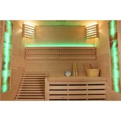 Sauna Fińska Sucha z Kamieniami Solnymi z Piecem HARVIA 6,0KW 160X150X200CM FSTG3L-black