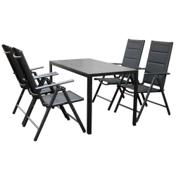 Meble Ogrodowe Aluminiowe  Napoli Zestaw 6 osobowy 7 elementów Drewnopodobny Jadalniany