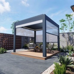 Pergola OGRODOWA Tarasowa Prestige Automatic 4 x 4 m - Dark Grey  Funmax – Stwórz Swoją Oazę Relaksu!