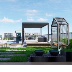 Pergola OGRODOWA Tarasowa Prestige Automatic 4 x 4 m - Dark Grey  Funmax – Stwórz Swoją Oazę Relaksu!