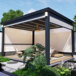 2 x 3m Ściana do Pergoli Ogrodowej Prestige Automatyczna - Dark Grey do Pergoli 6m