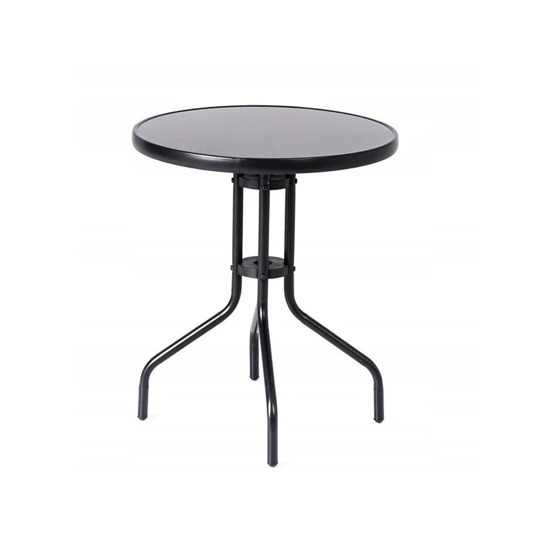 Stolik Ogrodowy Kawowy SZKLANY WALENCJA , CZARNE SZKŁO HARTOWANE 60x70cm Tarasowy