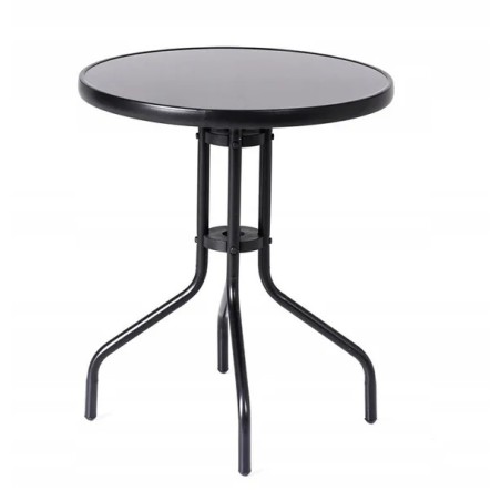 Stolik Ogrodowy Kawowy SZKLANY WALENCJA , CZARNE SZKŁO HARTOWANE 60x70cm Tarasowy