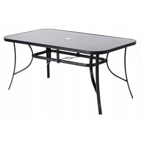 Stół Ogrodowy BERGAMO SZKLANY CZARNE SZKŁO HARTOWANE 150 x 90 x 72 Tarasowy Meble