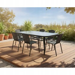 Stół Ogrodowy BERGAMO SZKLANY  SZKŁO HARTOWANE 150 x 90 x 72 Tarasowy Meble