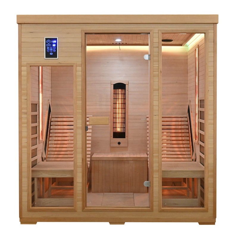 Sauna na podczerwień z leżankami i kamieniem solnym 180X180X190CM FS-CP4LS