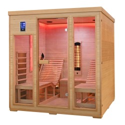 Sauna na podczerwień z leżankami i kamieniem solnym 180X180X190CM FS-CP4LS